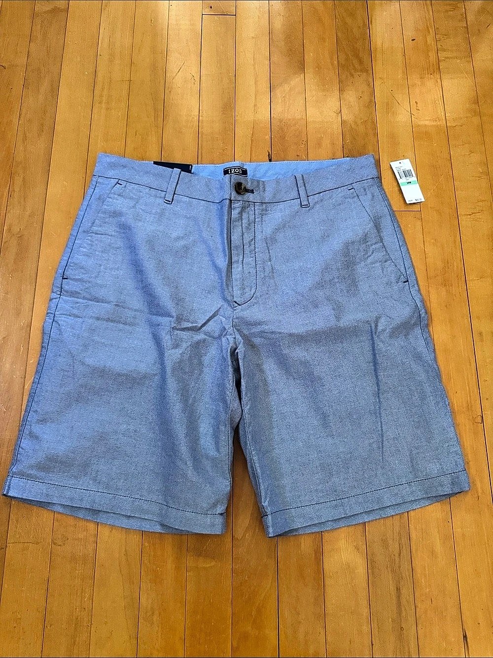 IZOD Breeze Oxford Short Men's Flat Front Shorts Blue men’s Waist 34 NWT